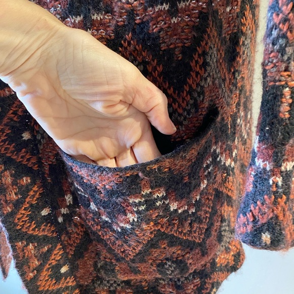 Lucky Brand Boho Zig Zag Aztec Knit Cardigan M - Picture 3 of 4